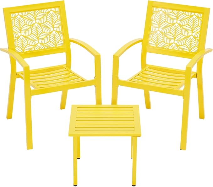 3-Piece Patio Bistro Set with 2 Chairs & Table