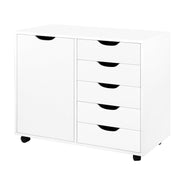 Naomi Home Amy 5-Drawer Rolling Office File Cabinet - White