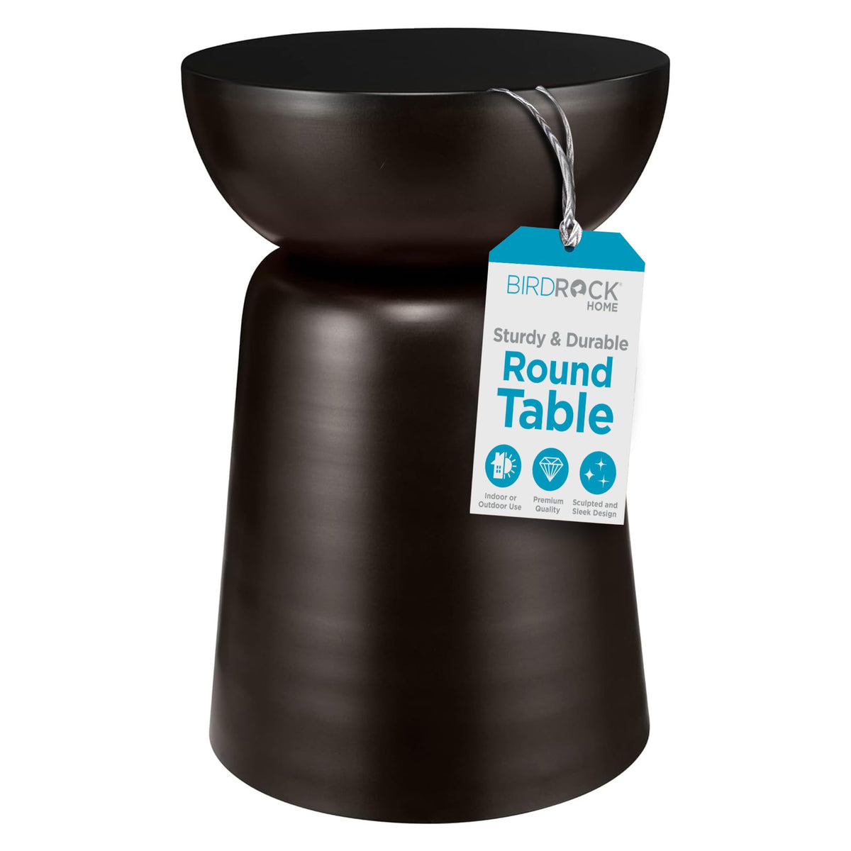 BIRDROCK HOME Metal Outdoor Accent Side Table, Dark Antique Bronze, 14”x14”