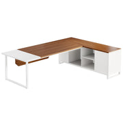 L-Shaped Executive Desk with File Cabinet