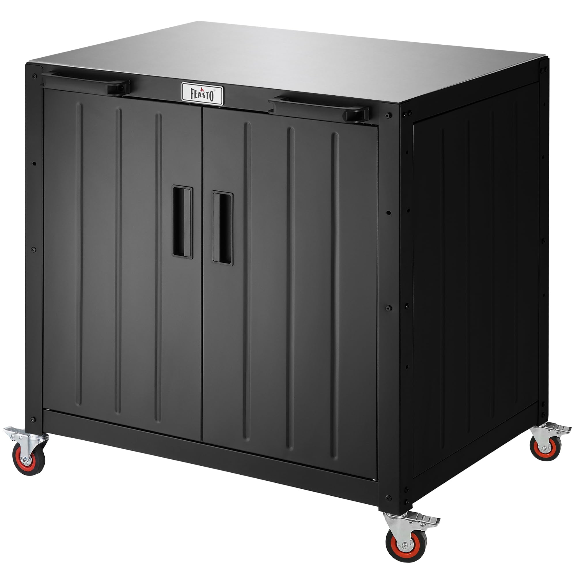 Outdoor Kitchen Island Grill Cart with Storage Cabinet & Stainless Steel Top