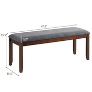 Giantex Dining Room Bench with Upholstered Padded Seat, 660lbs Capacity, 47.5" x 15.5" x 19.5" Ottoman, Wood Kitchen Table Bench for Entryway, Bedroom End of Bed, Grey
