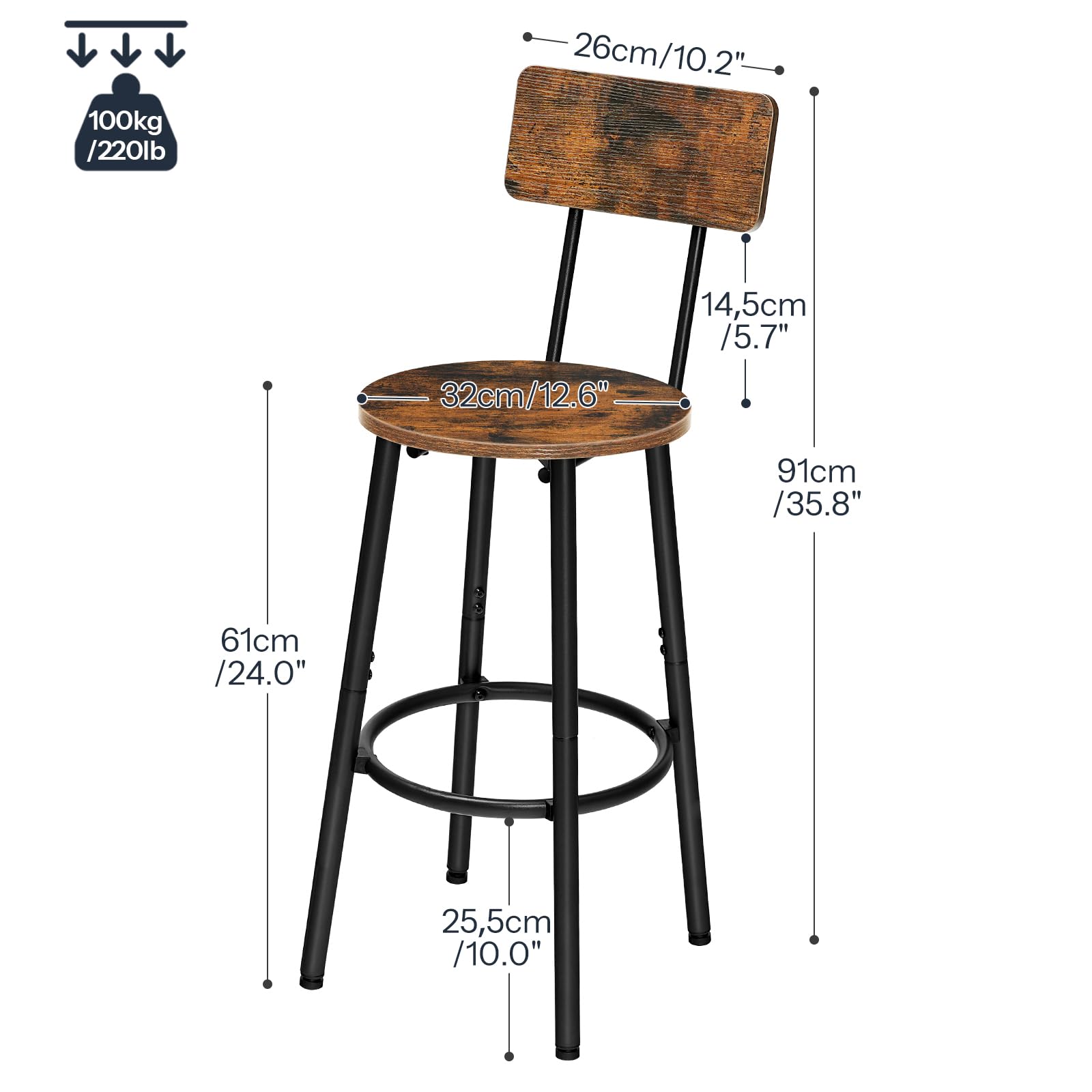 Round Back Bar Stools Set of 2