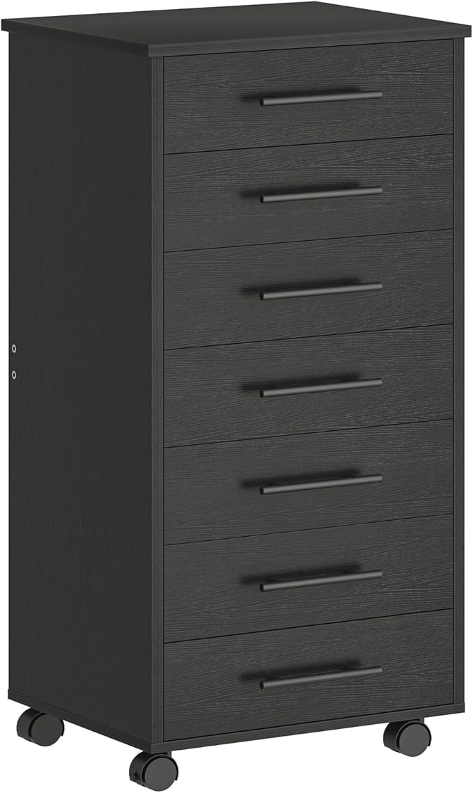 7-Drawer File Cabinet with Wheels & Metal Handles