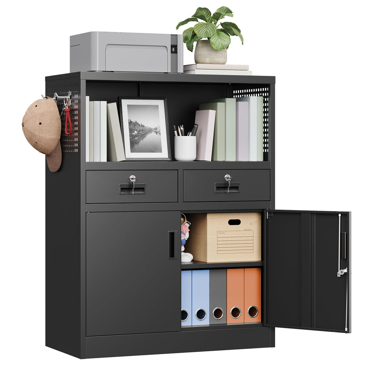 Locking Steel Cabinet with Drawers