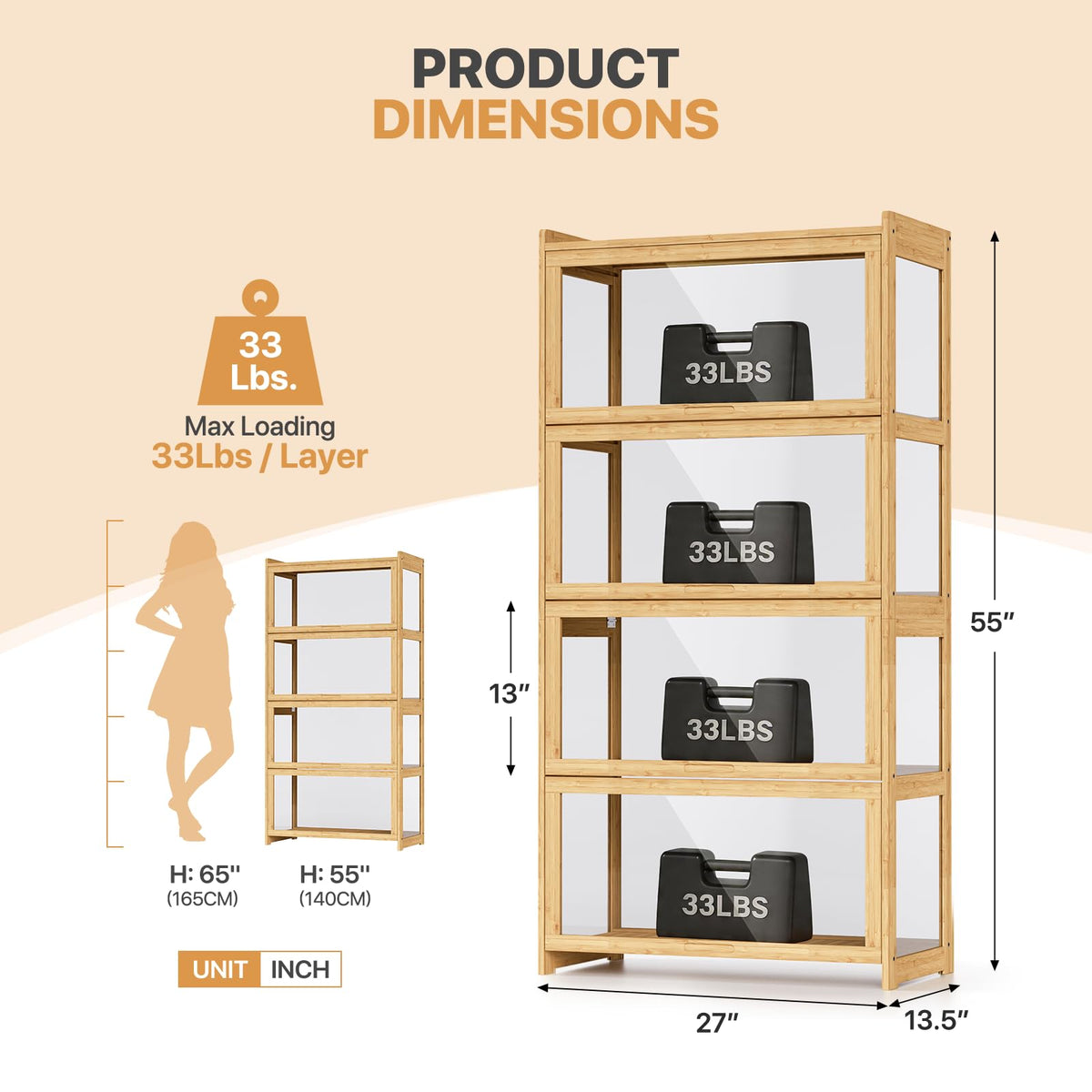 4-Tier Bamboo Display Cabinet