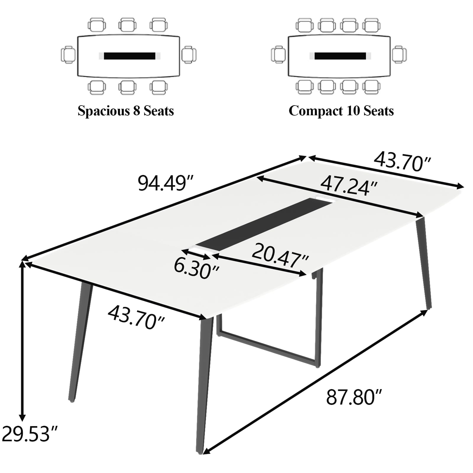 8FT Boat-Shaped Conference Table