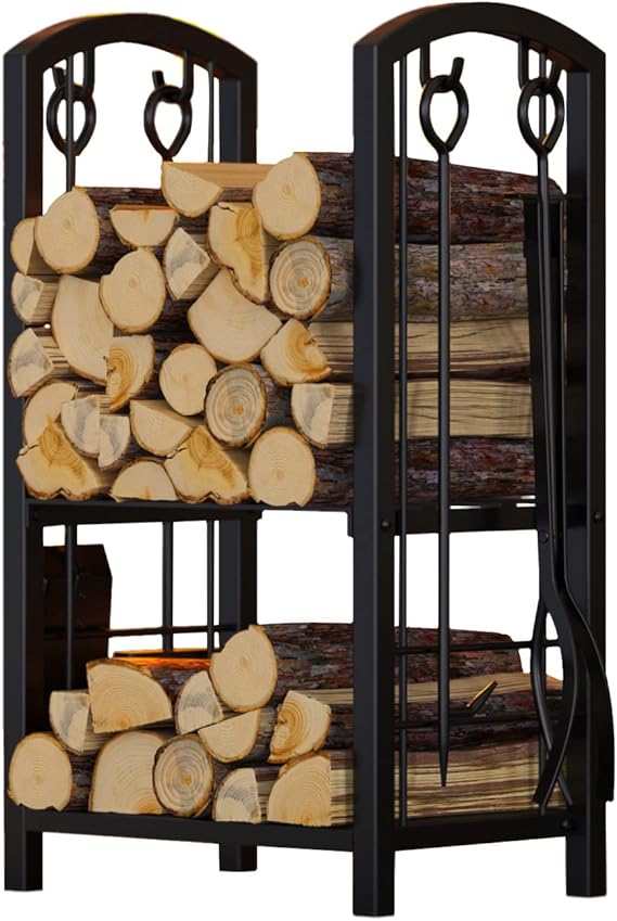 Firewood Log Rack with 4-Tool Set