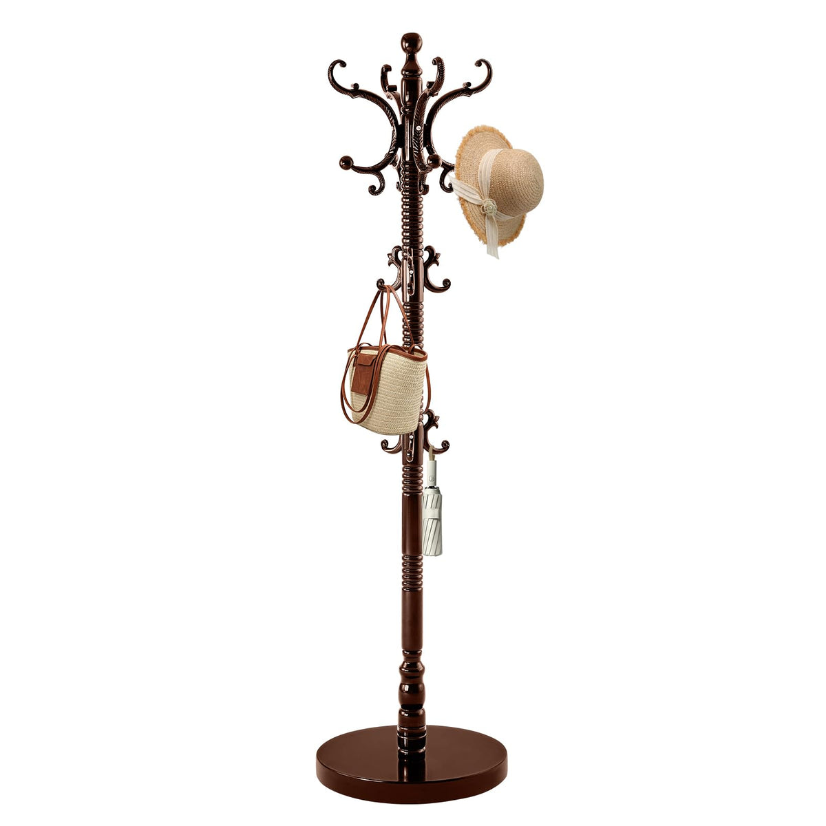 Solid Birch Coat Rack with 14 Hooks
