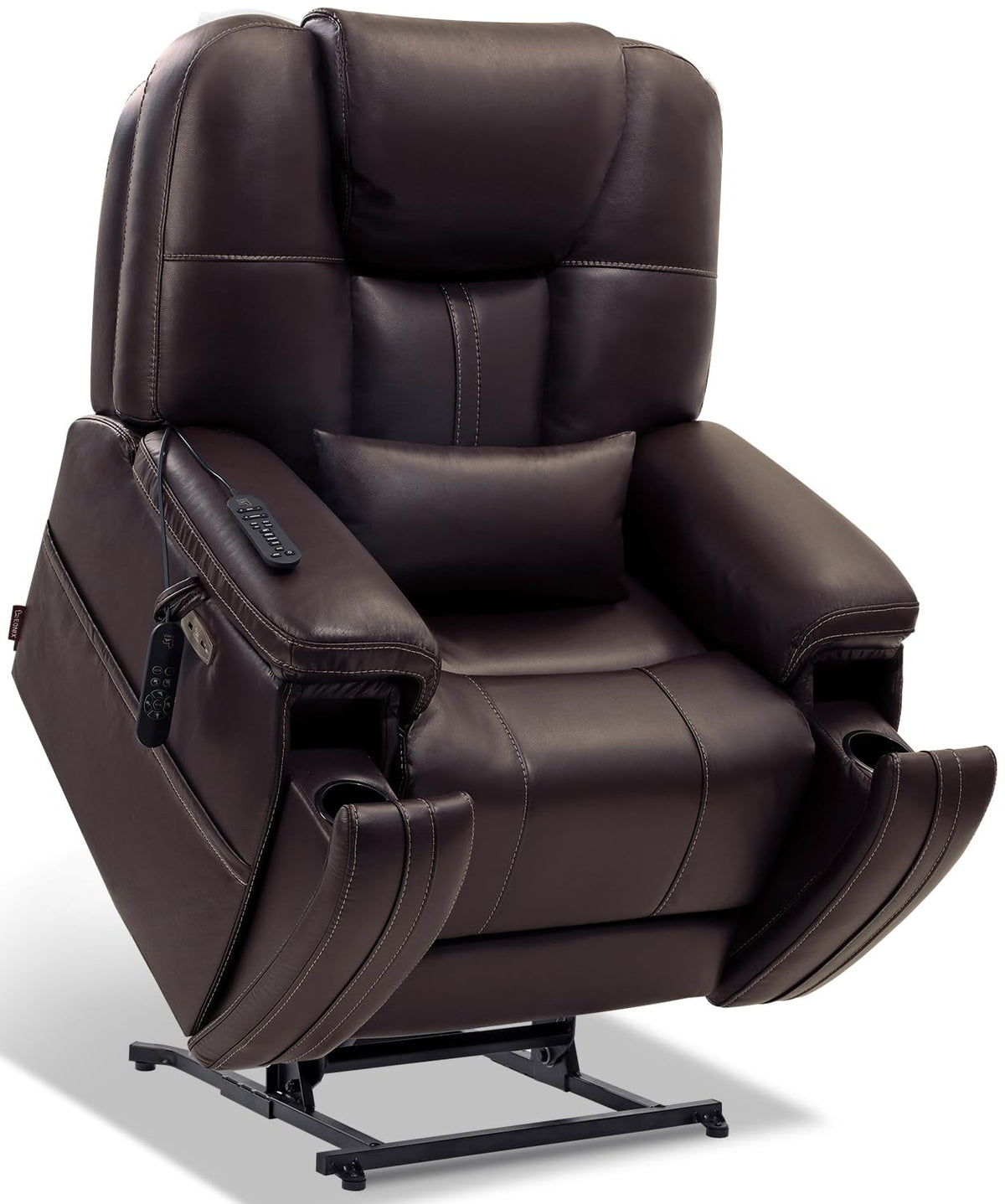EONIX Triple Motor Power Lift Recliner Chair Elderly, Heat & Massage, Brown