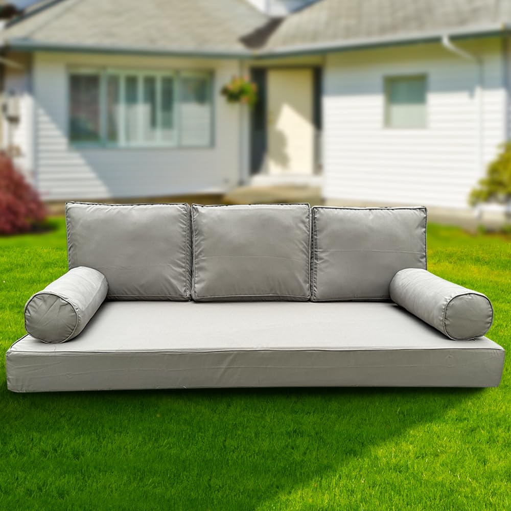 YAQSFGRZ Outdoor Daybed Cushion Cover Twin,Daybed Mattress Bolster Pillow Fitted Sheet Cover,Twin Size Outdoor Daybed Cushion Cover（Cover ONLY Size 6" D x 75" W x 39" H,Dark Gray