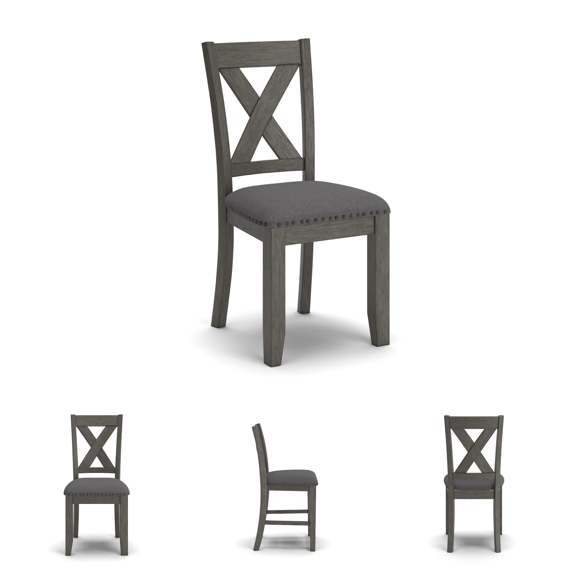 7-Piece Rustic Dining Set with X-Back Upholstered Chairs