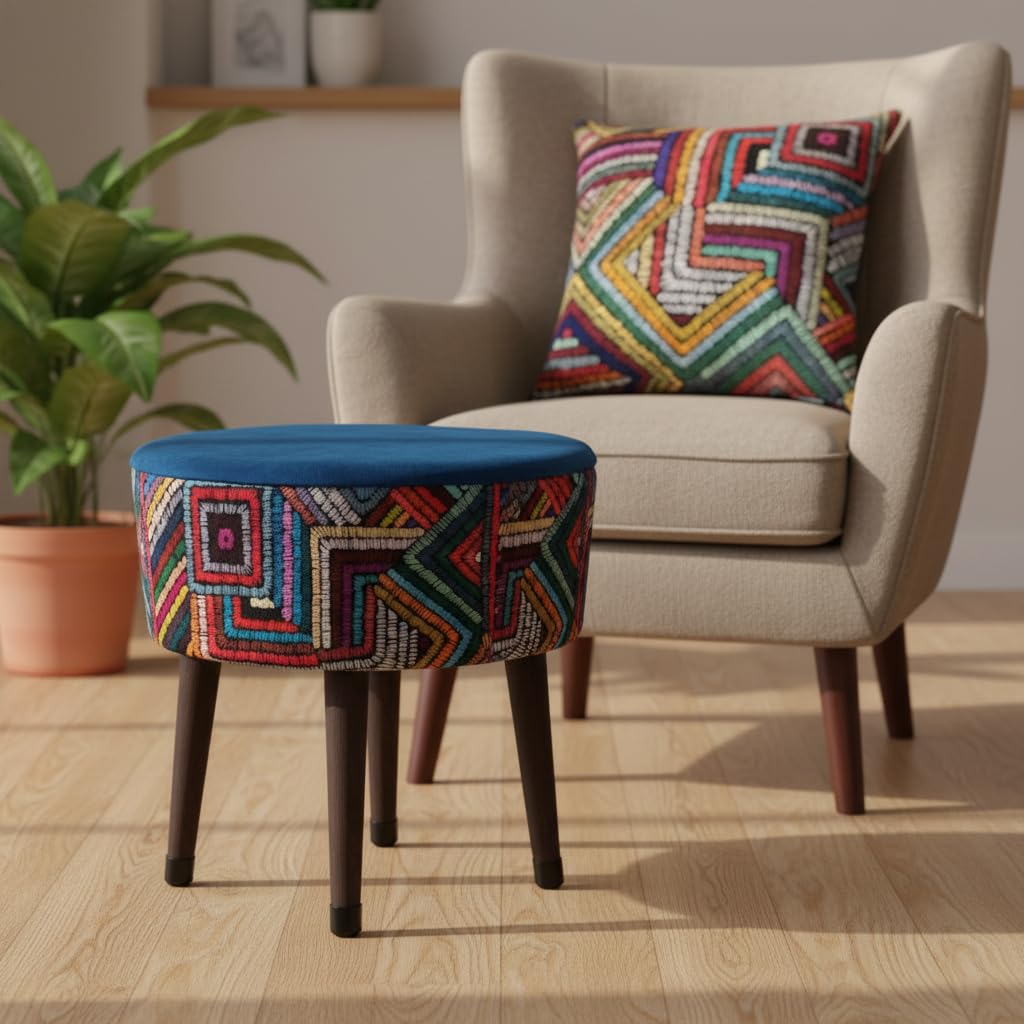 Bohemian Rainbow Pouf Ottoman