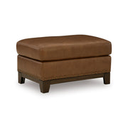 Signature Design by Ashley Brendola Leather Ottoman, Amber, No Assembly