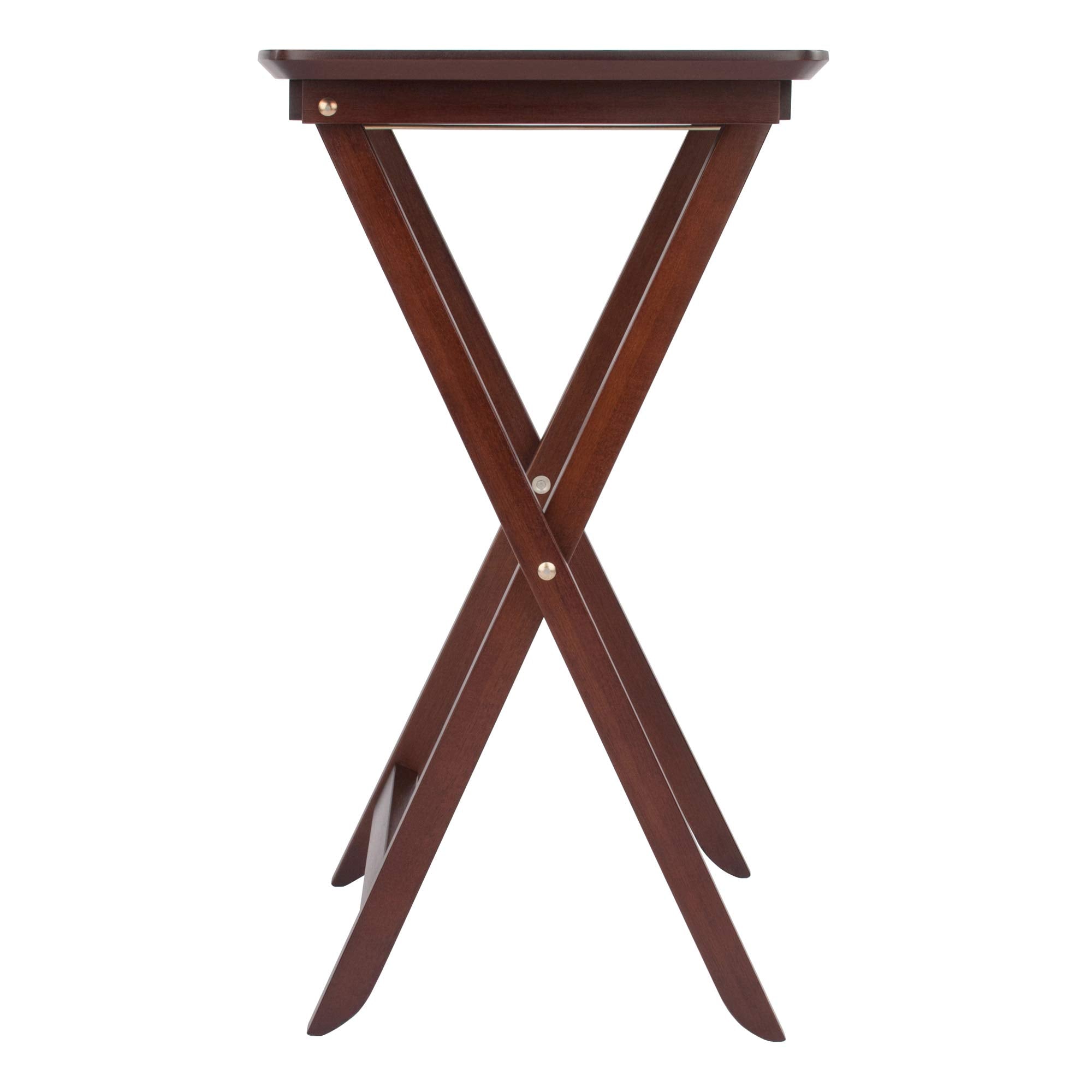 Winsome Darlene Set of 2 Foldable Snack Tables, 26" in Walnut, Easy to Store Portable Fold Up Table Set for Kitchen, Living Room TV Dining, Crafts, Puzzles, Work From Home