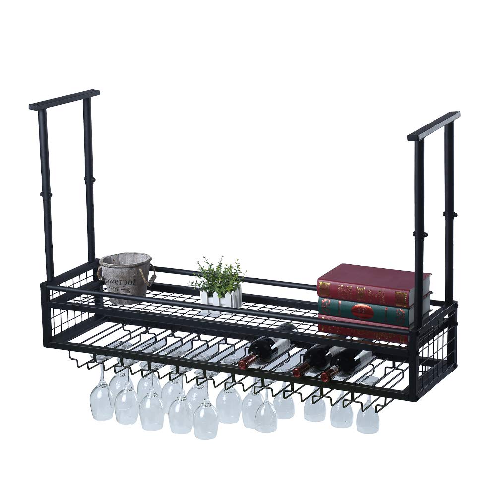 Ceiling Wine Rack Wall Mounted,Hanging Wine Glass Rack Ceiling Wine Shelf