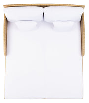 SAFAVIEH Outdoor - Cadeo Daybed - Natural & White - Steel Frame with Cushion - Deep-Seat Resort Design with Pillows - Ideal for Patio, Deck, Poolside, Backyard (PAT7500D)