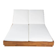 Double Outdoor Chaise Lounge with Cushion & Adjustable Backrest