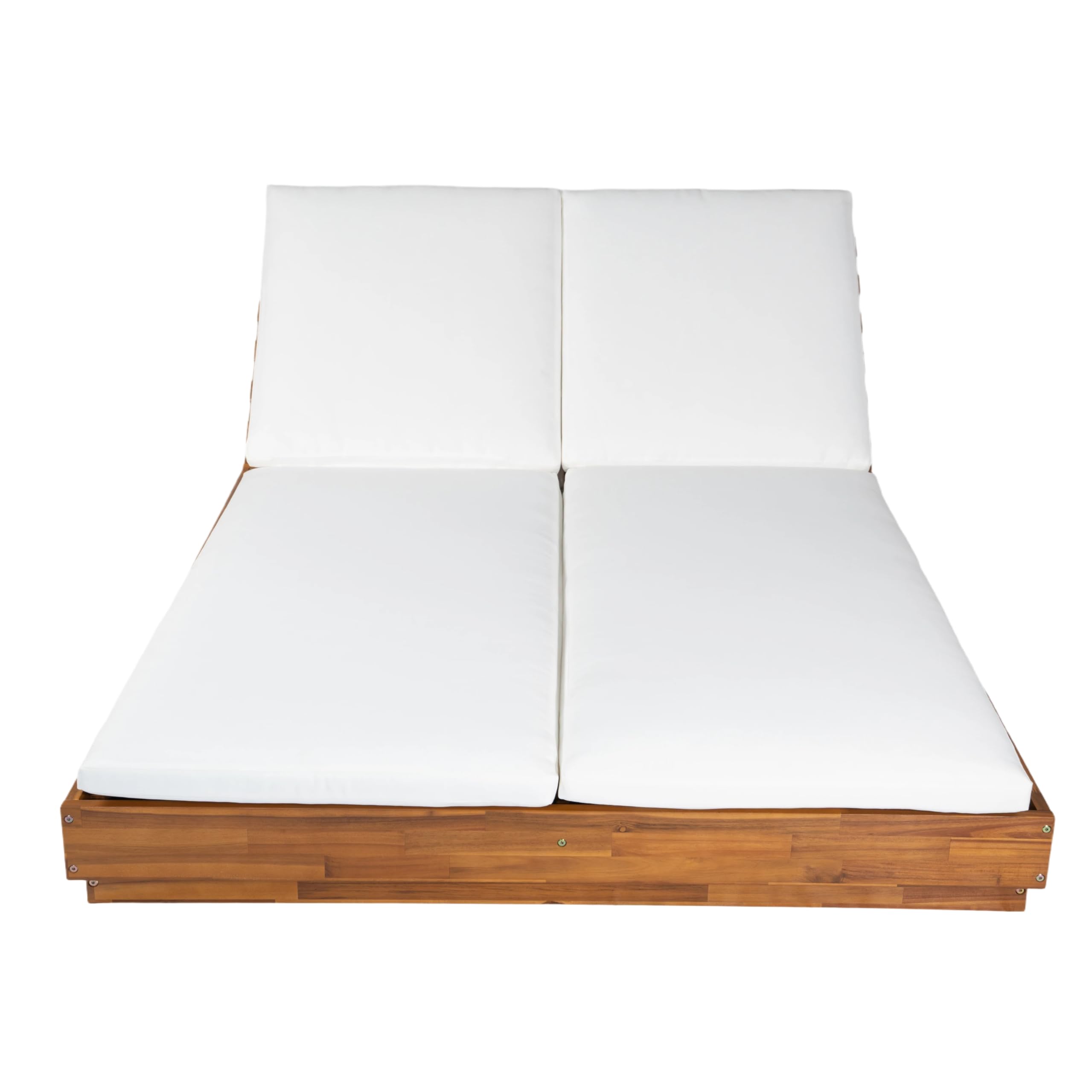 Double Outdoor Chaise Lounge with Cushion & Adjustable Backrest