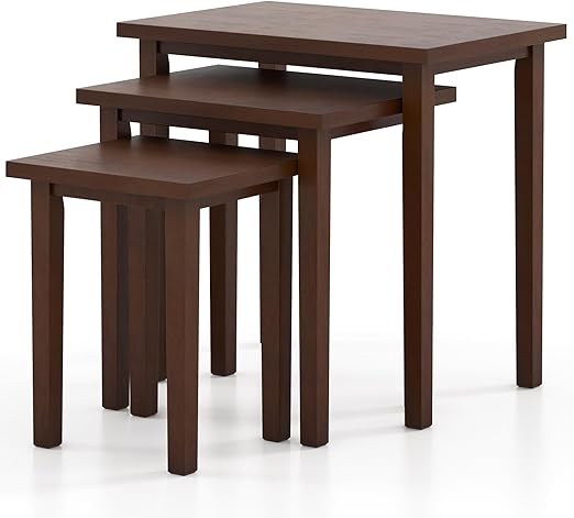 Farmhouse Nesting Side Tables – Set of 3, Wood & Rubber Legs