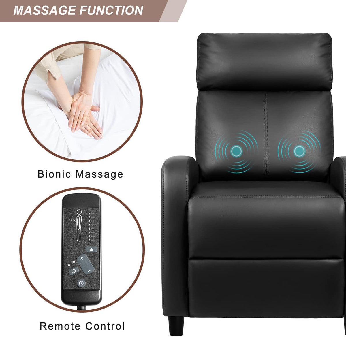 Devoko Massage Recliner Chair Reclining Sofa Pu Leather Living Room Chair