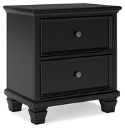 Black Two-Drawer Farmhouse Nightstand