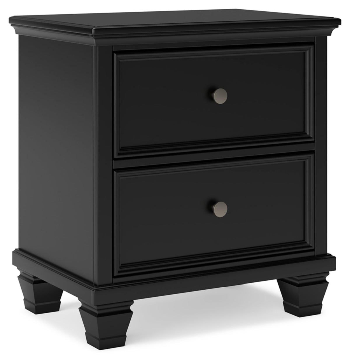Black Two-Drawer Farmhouse Nightstand