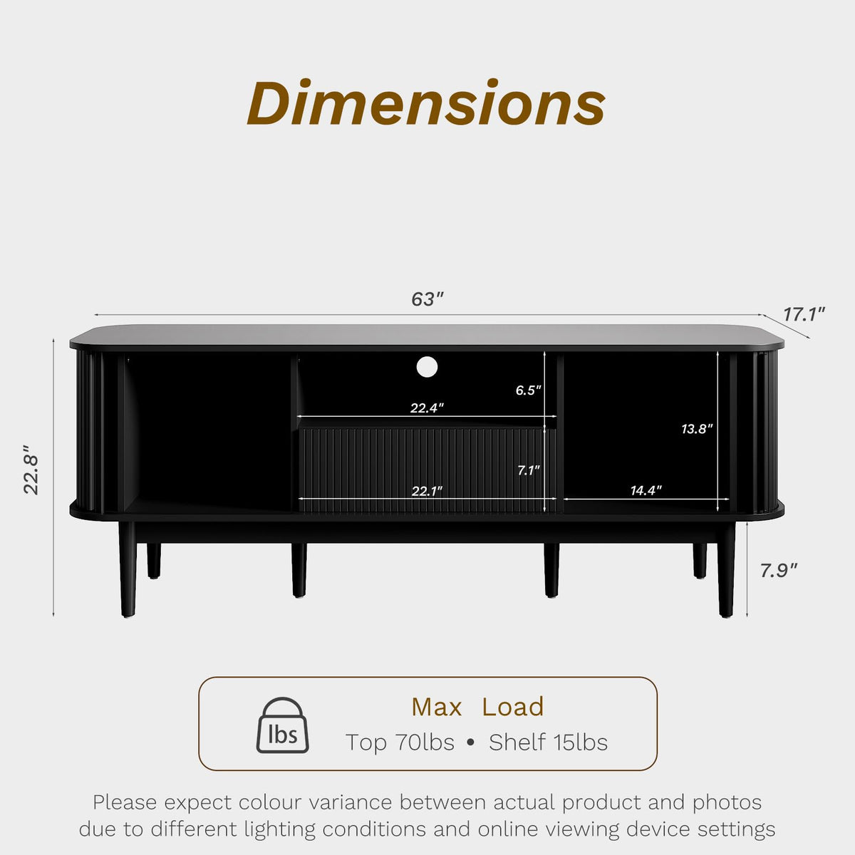 Fluted Sliding Door TV Stand