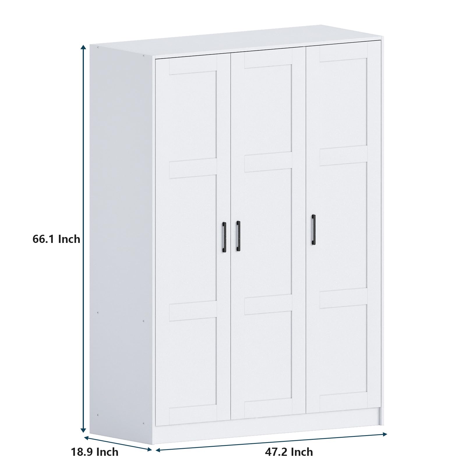 3-Door Wooden Wardrobe Closet