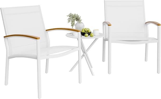 3-Piece Outdoor Bistro Set with Rocking Chairs & Tempered Glass Table