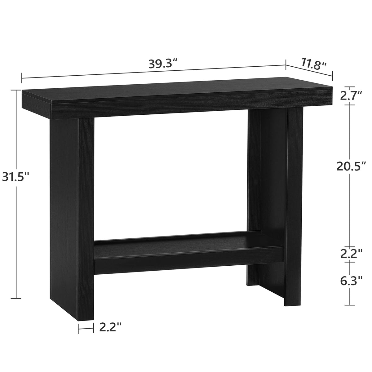 MAHANCRIS Modern Console Table, 39.4" Black Rectangular Entryway Table