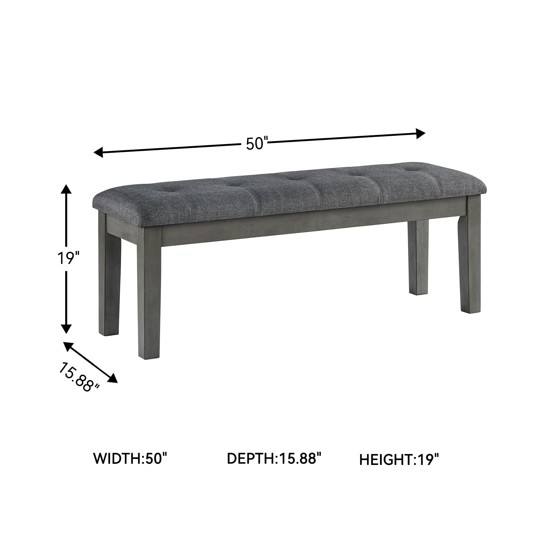 Signature Design by Ashley Hallanden Rustic Tufted Upholstered Dining Room Bench, Gray