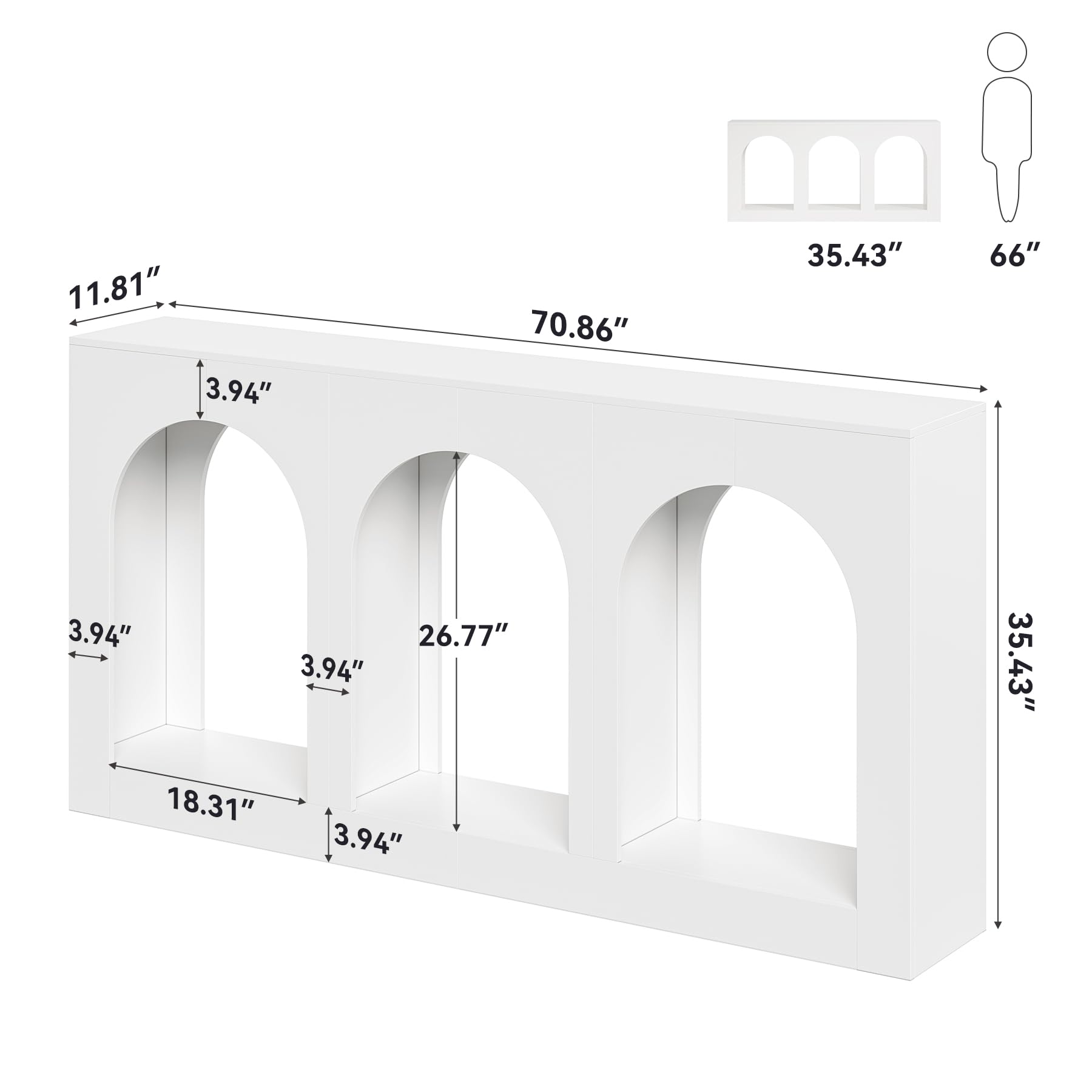 LITTLE TREE Console Table for Entryway, 71-Inch Long Narrow Modern Entry Table for Living Room, Hallway, Behind Couch, Entrance, Sofa, Foyer, Front Door, White