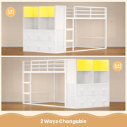 Twin Over Twin Bunk Bed with Storage & LED Lights