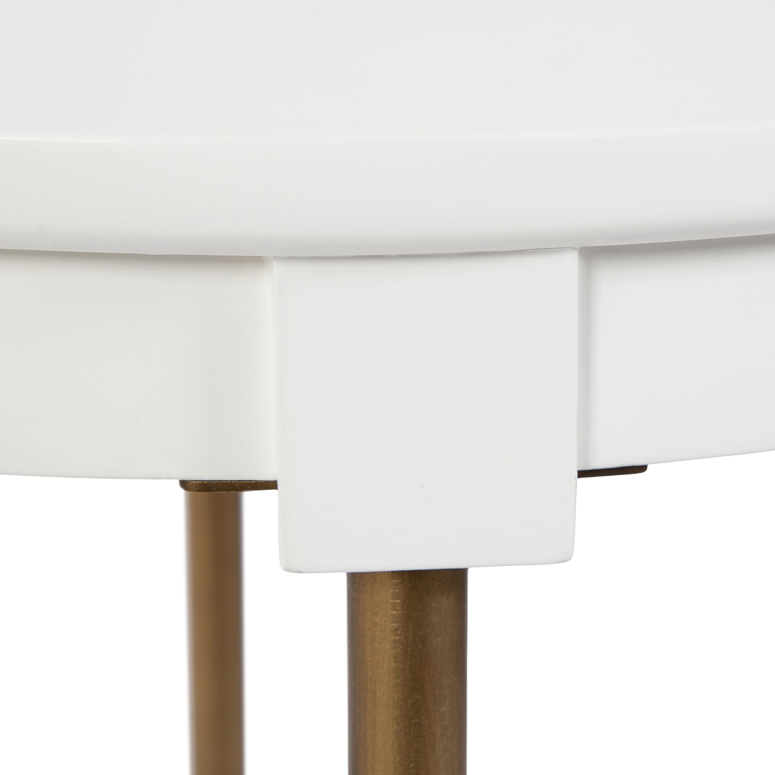 Round Glam Side Table with Geometric Metal Base