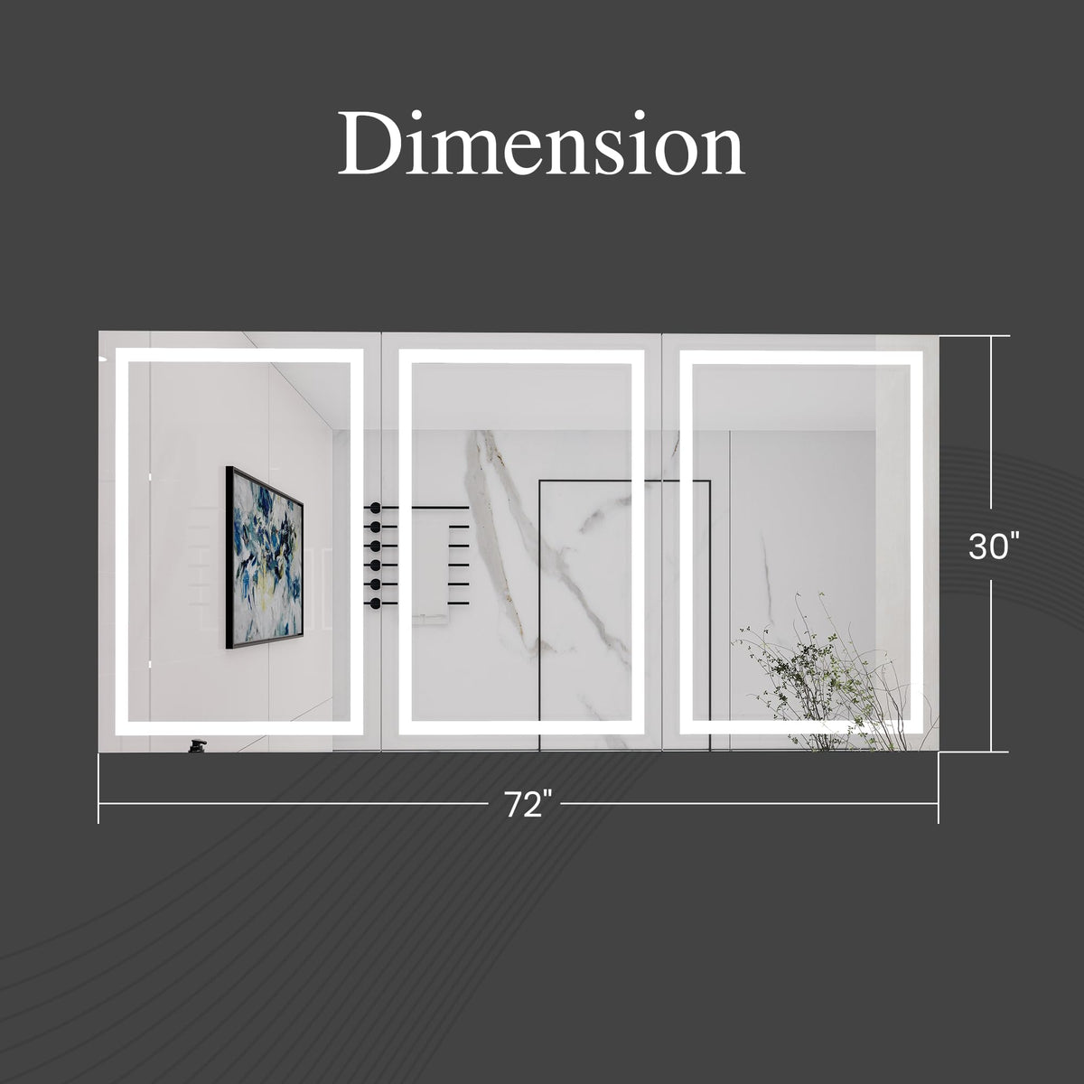 LEDMyplace 72 X 30 Inch LED Lighted Bathroom Mirror Medicine Cabinet, Double Sided Mirror On/Off Switch Hector Style for Bedroom, Living Room, Powder Room, Dressing Room, Hair Saloon