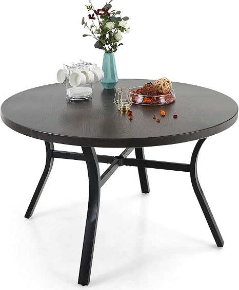 Round Outdoor Metal Dining Table with Umbrella Hole