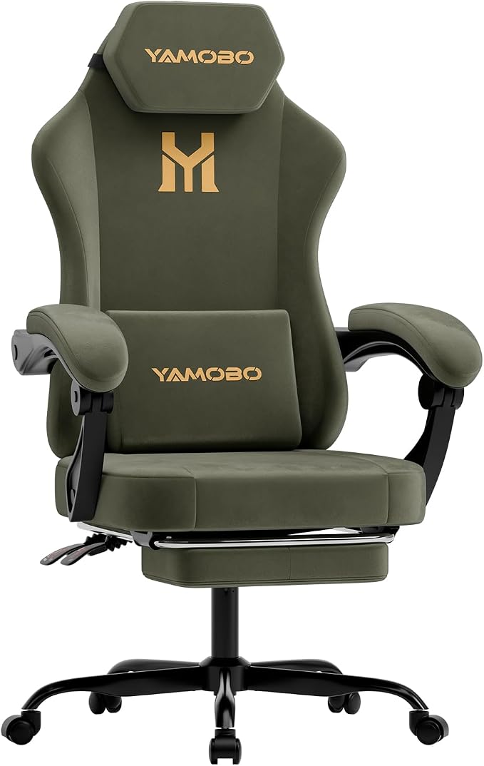 Grey Massage Gaming Chair with Footrest