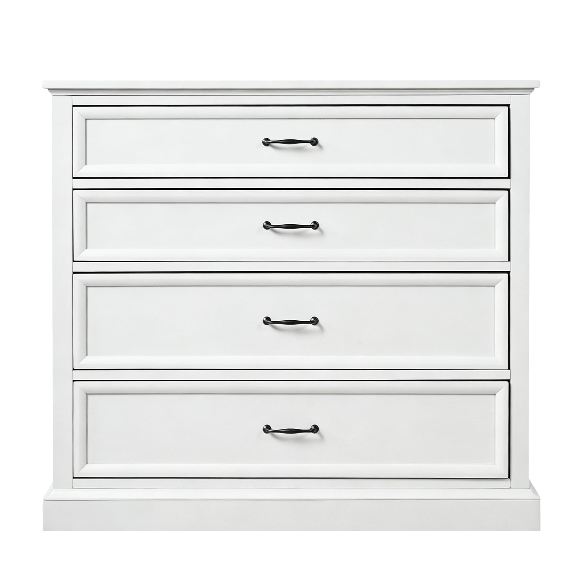 4 Piece Bedroom Set, Farmhouse Queen Size Bedroom Furniture Sets with Storage Nightstands and 1 Dresser, Bedroom Furniture Sets with Wooden Platform Bed Frame for Bedroom, White