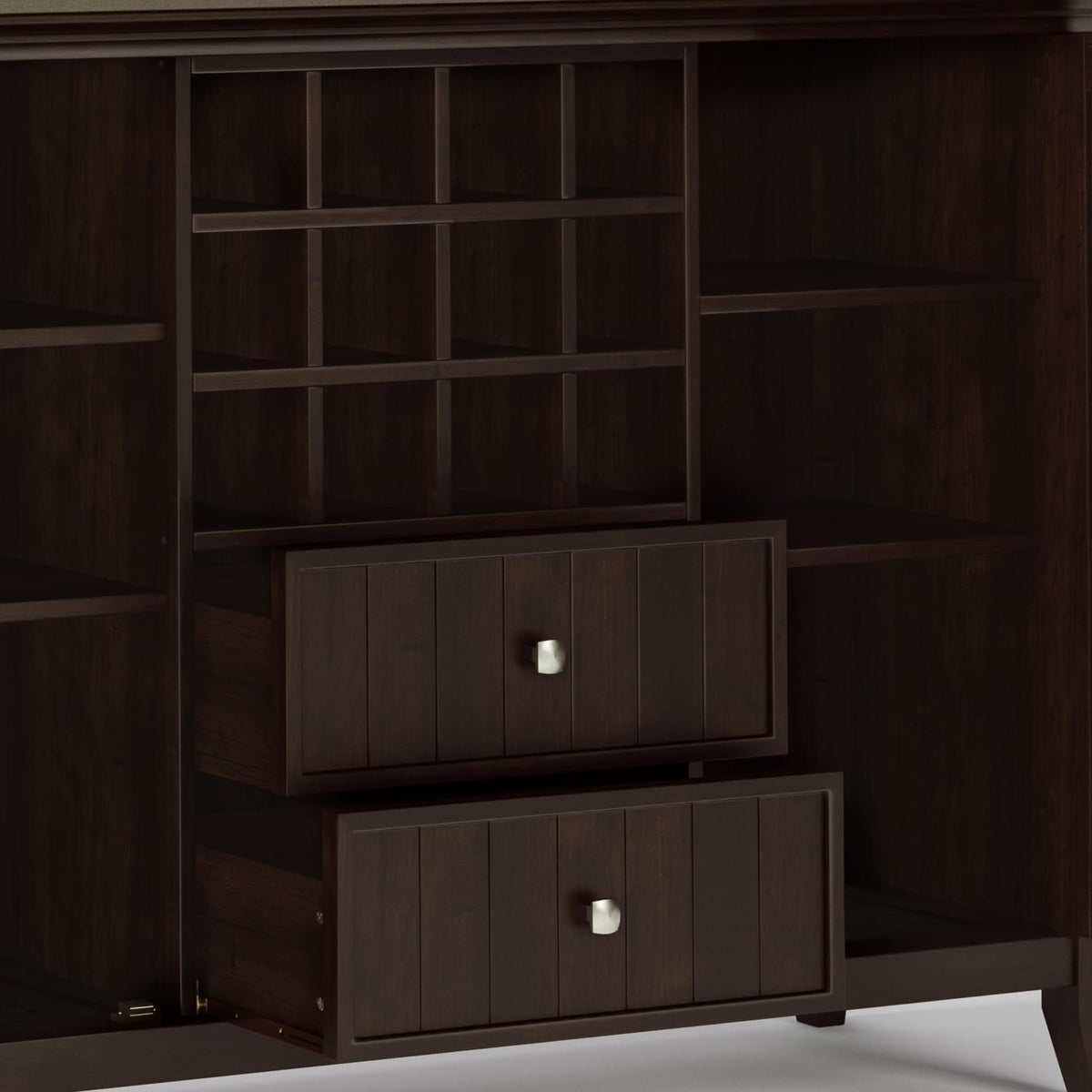 SIMPLIHOME Bedford 54" Wide Solid Wood 2-Door Buffet in Dark Chestnut