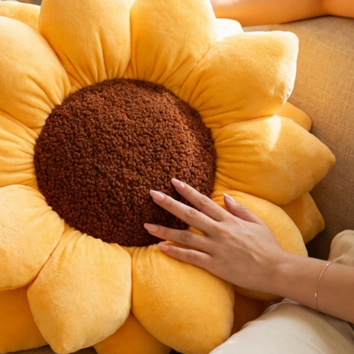 3D Sunflower Shaped Throw Pillow