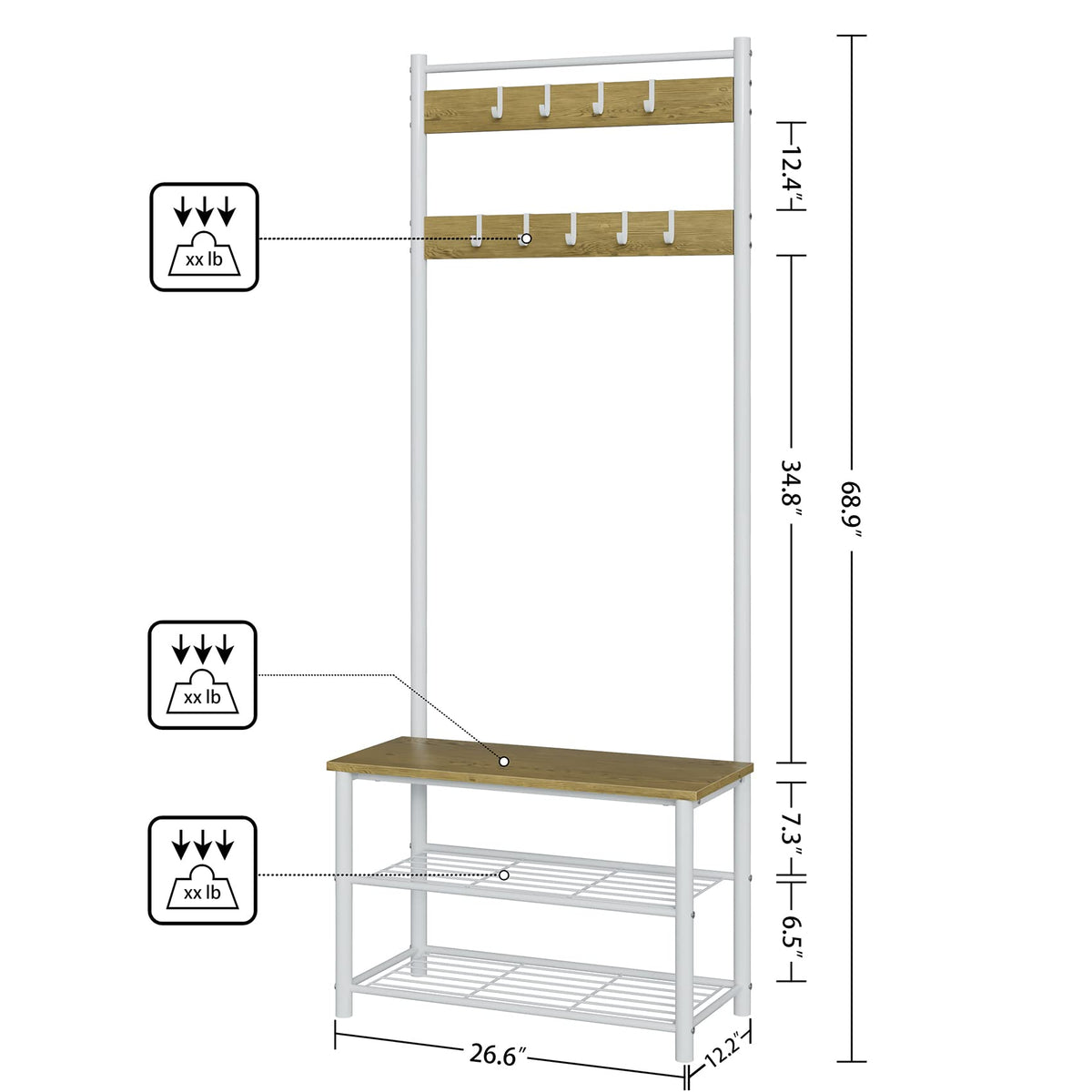 Hall Tree with Bench and Shoe Storage