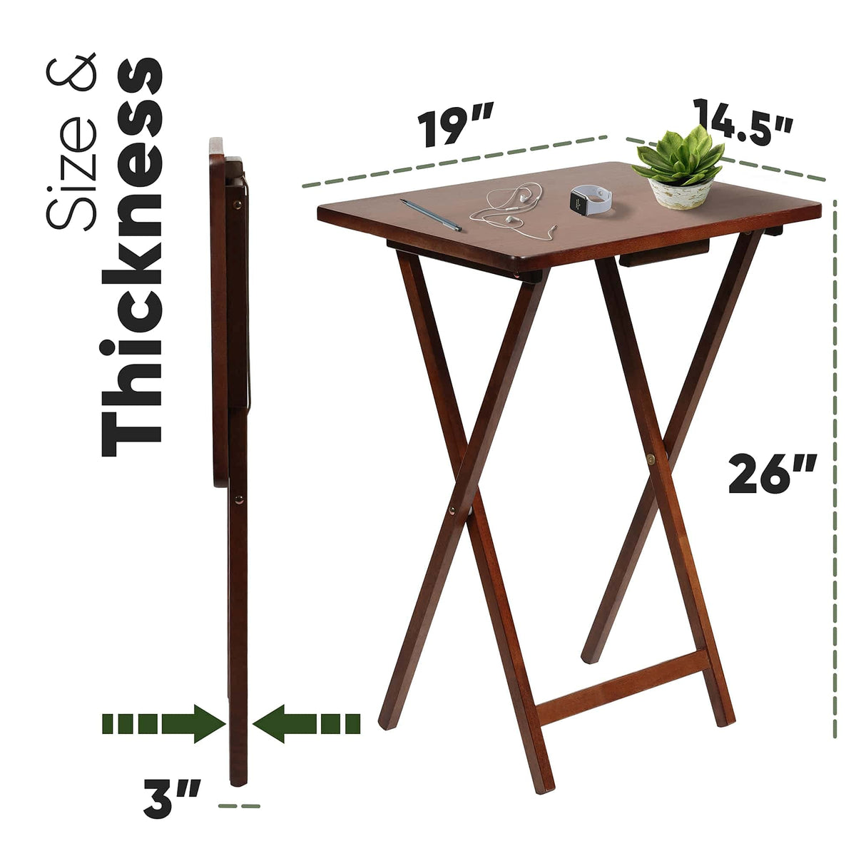 Folding Wood TV Tray Table Set