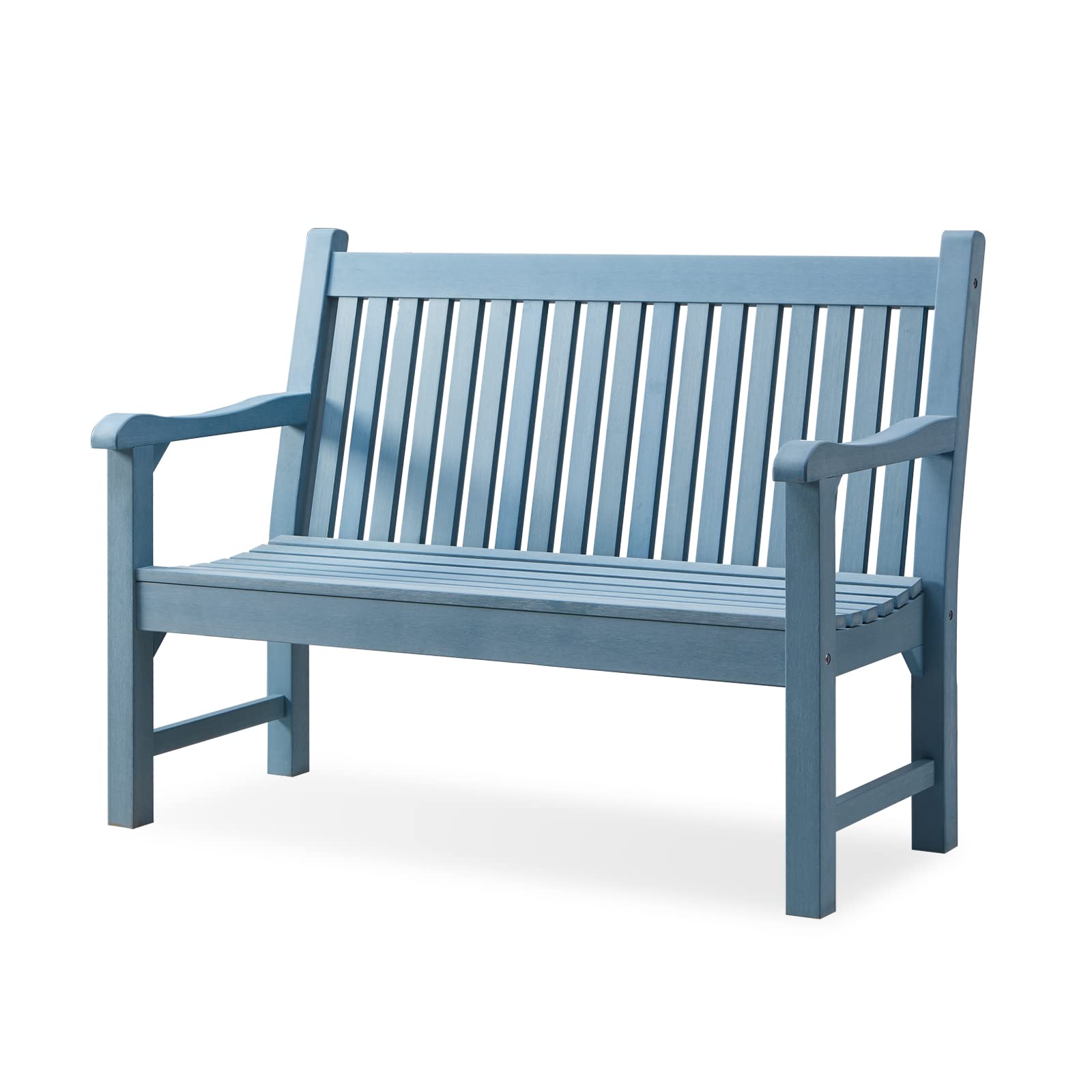 Psilvam Garden Bench, 2-Person Poly Lumber Patio Bench, All-Weather Outdoor Bench that Never Rot and Fade, Memorial Bench, Suit for Garden, Porch and Park(Blue)