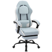 Meilocar Gaming Chair with Footrest, Ergonomic Fabric Desk Chair, Blue