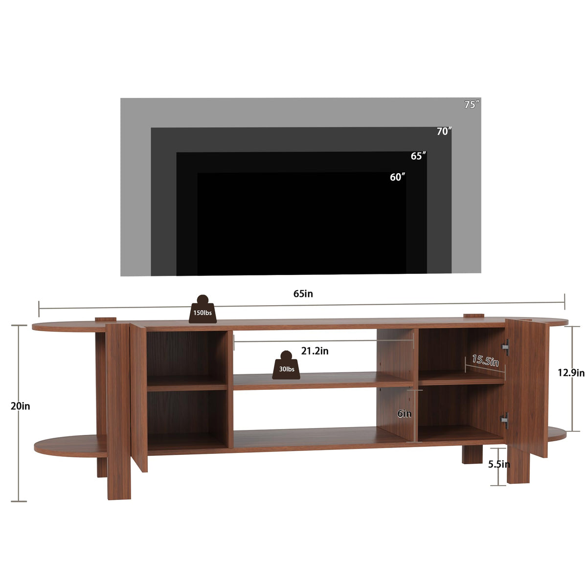 Curved Fluted TV Stand