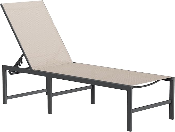 Outdoor Textilene Chaise Lounge Set with Side Table
