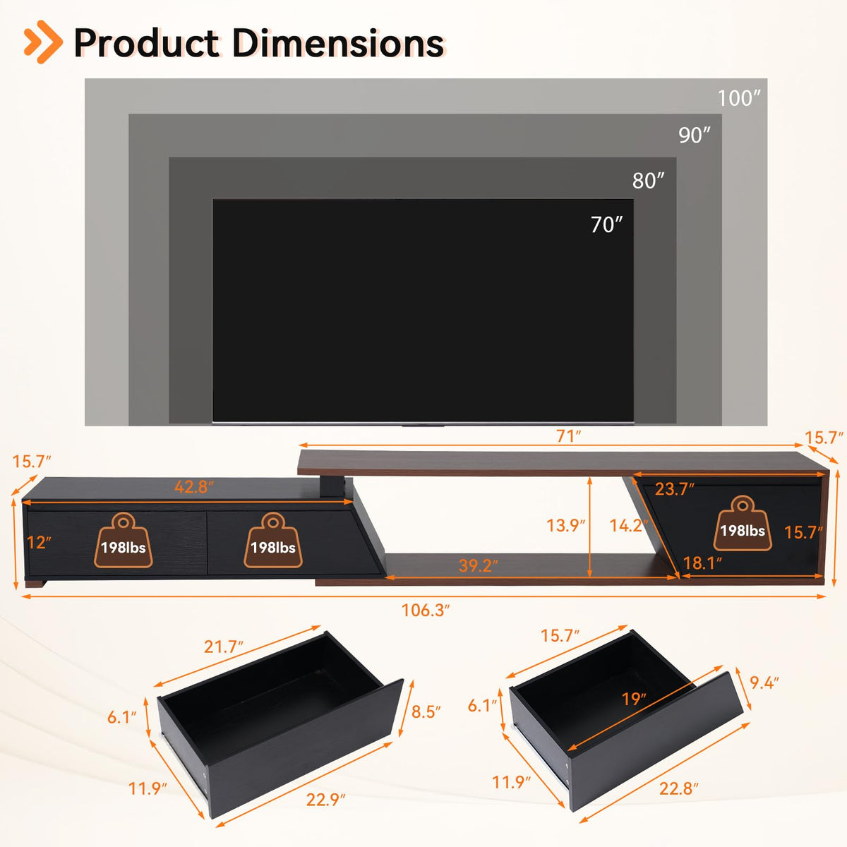 Extendable LED TV Stand