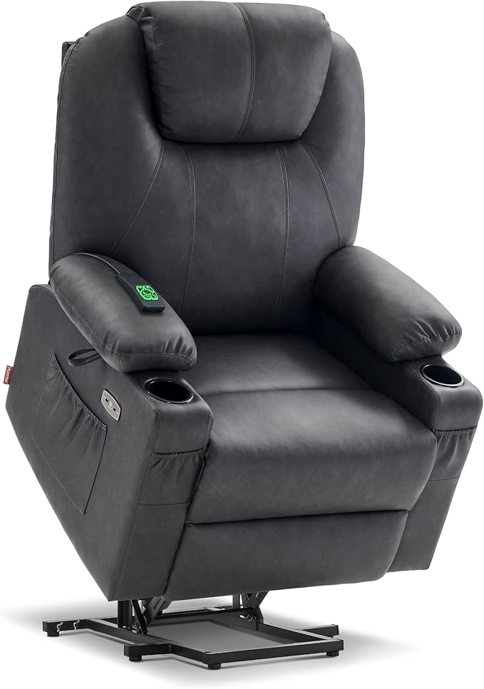 Power Lift Recliner Chair with Heat & Massage – Dual Motor, Lay Flat, Large
