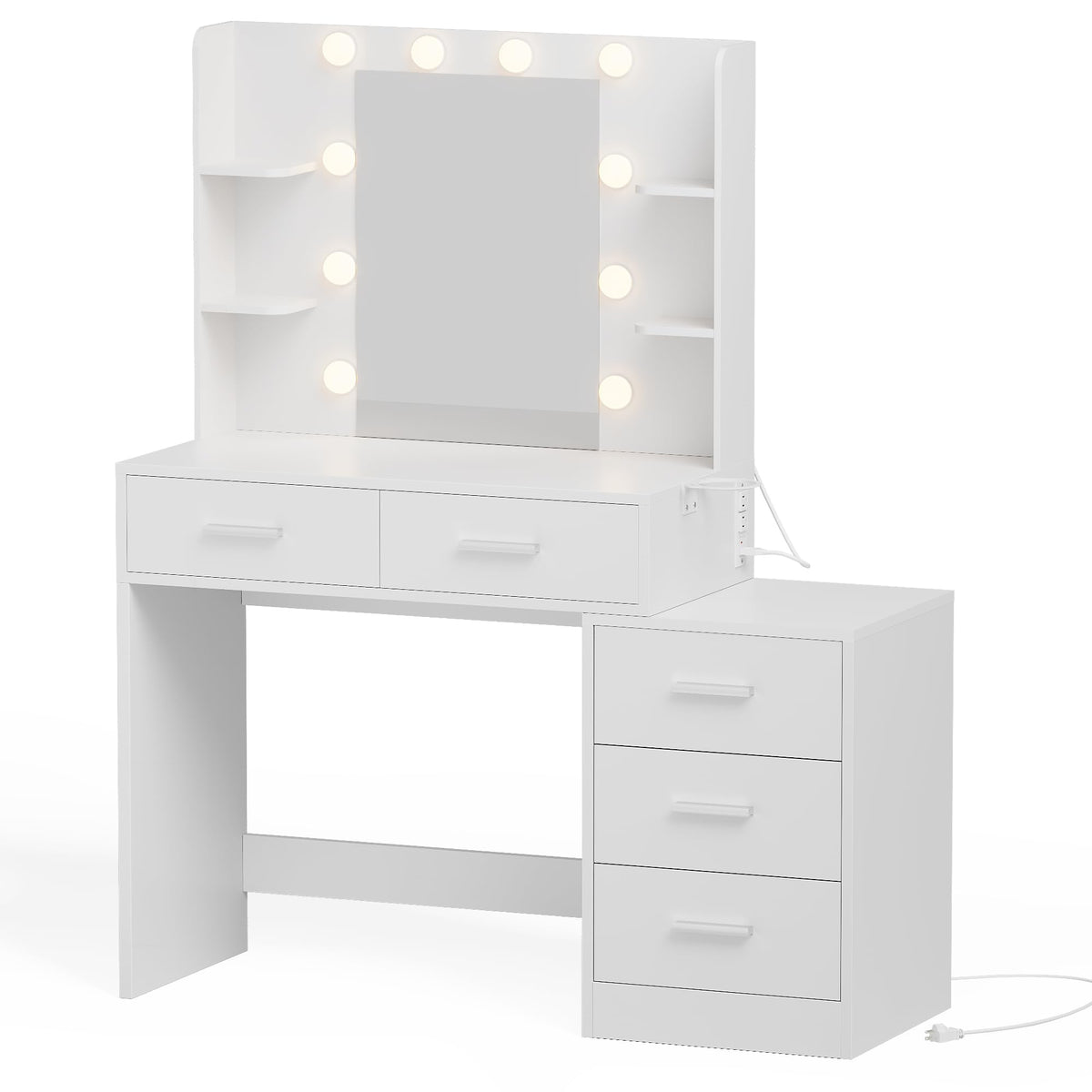 Lighted Makeup Vanity with Charging Station